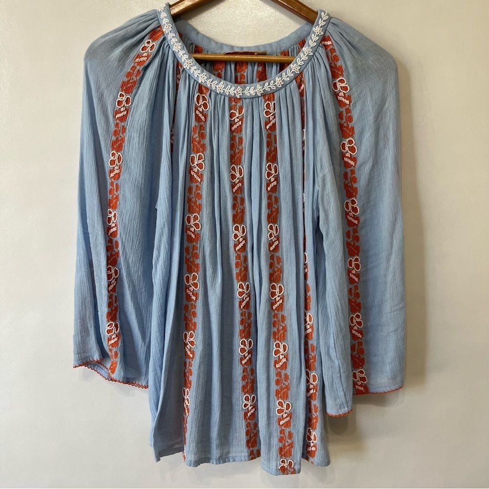 Tory Burch Blue Orange Beaded Blouse